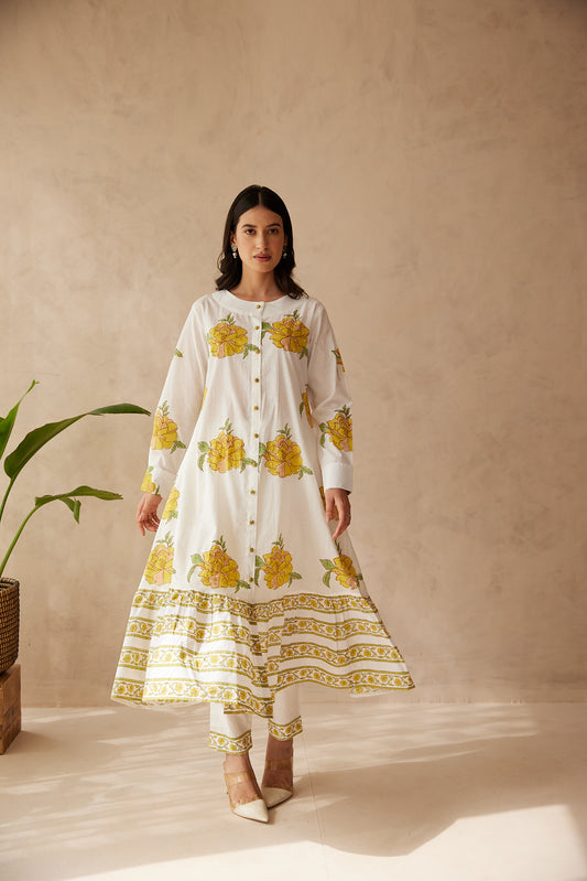 Petal Play Dress  Pink & Yellow Blooms