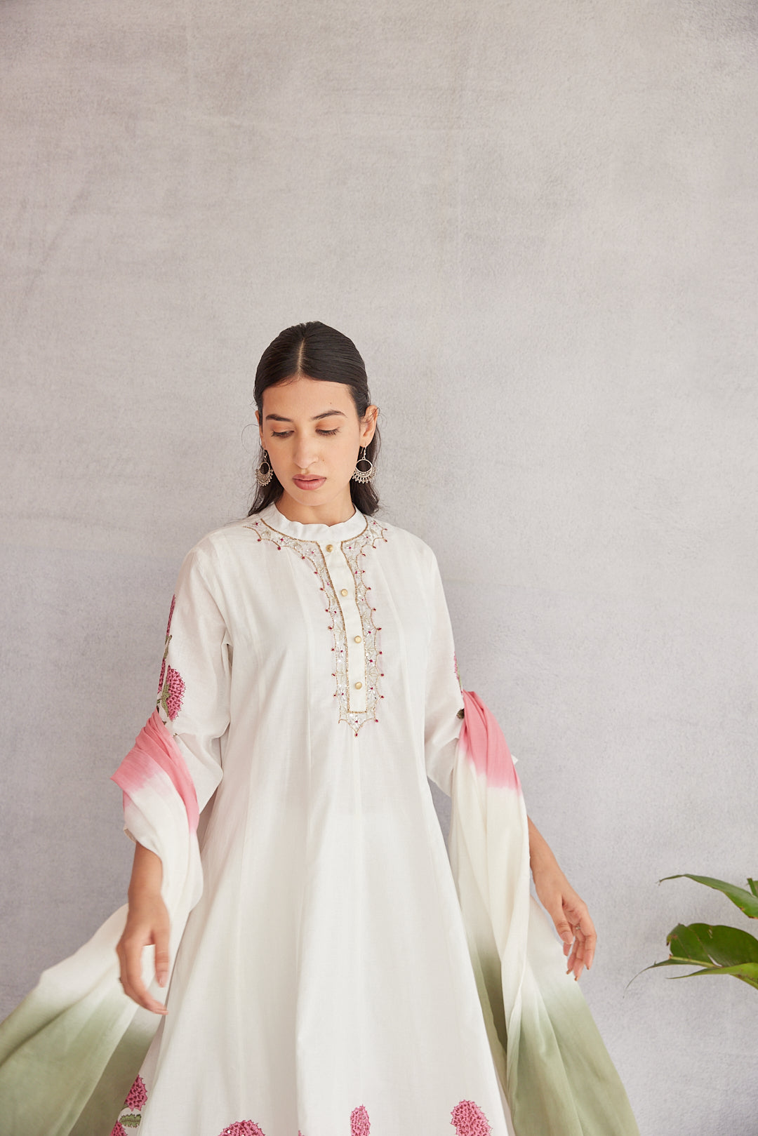 Floral Garden Anarkali Set .Pink Blush & Yellow Glow