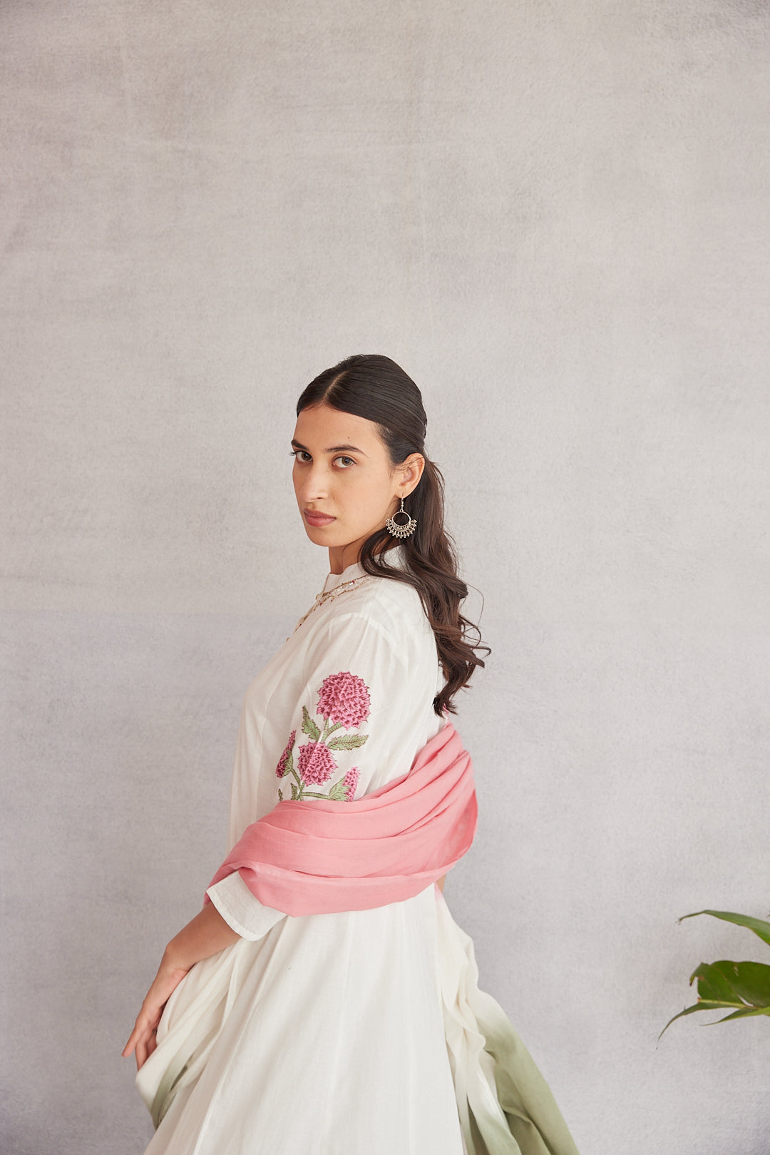 Floral Garden Anarkali Set .Pink Blush & Yellow Glow