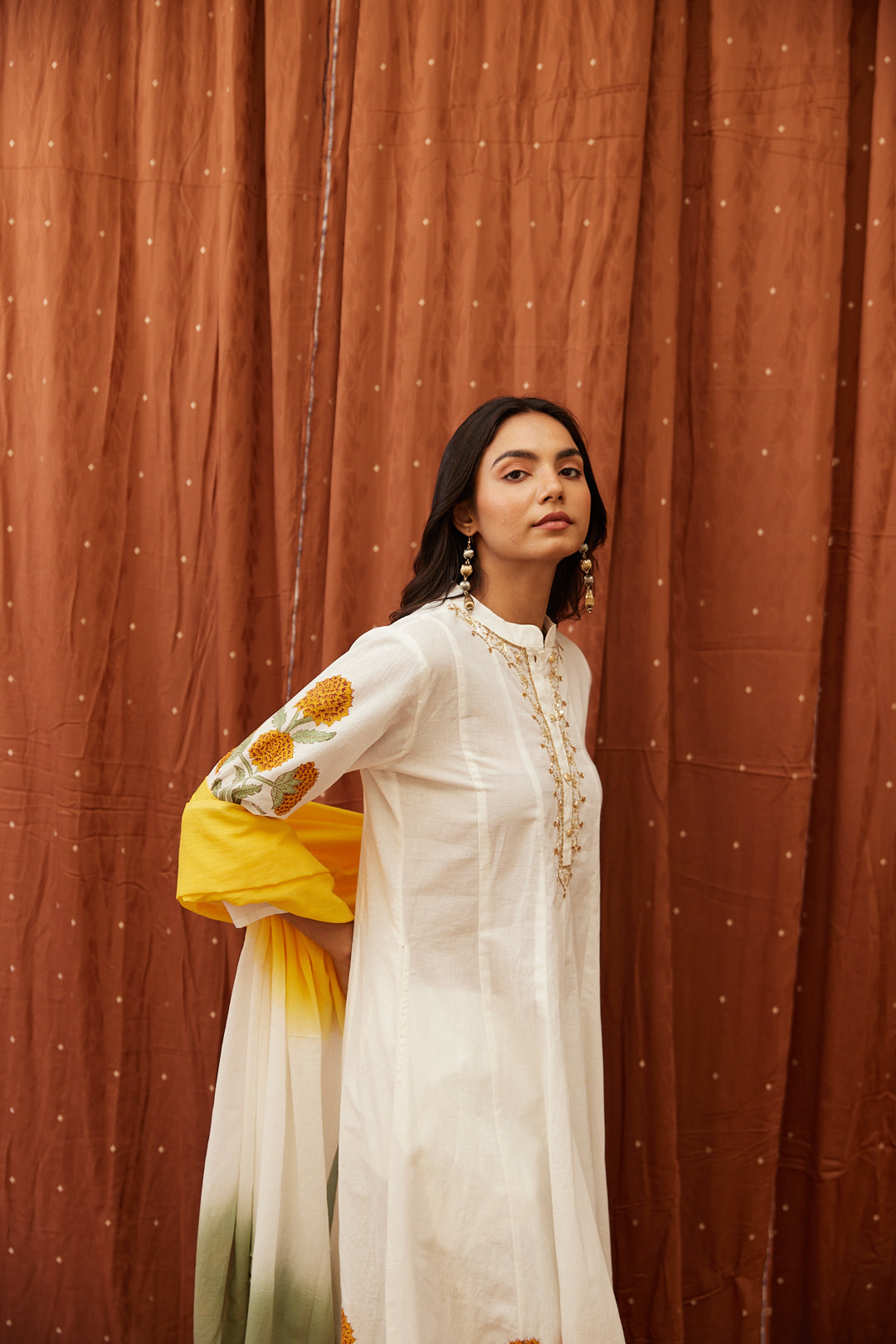 Floral Garden Anarkali Set .Pink Blush & Yellow Glow