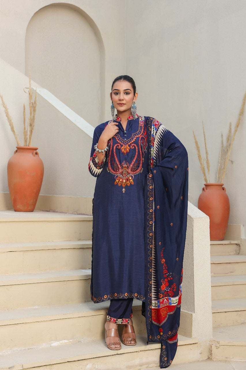 The Blue paisley suit set