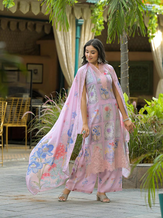 Floral Whispers in Blush Rose and Powder Blue