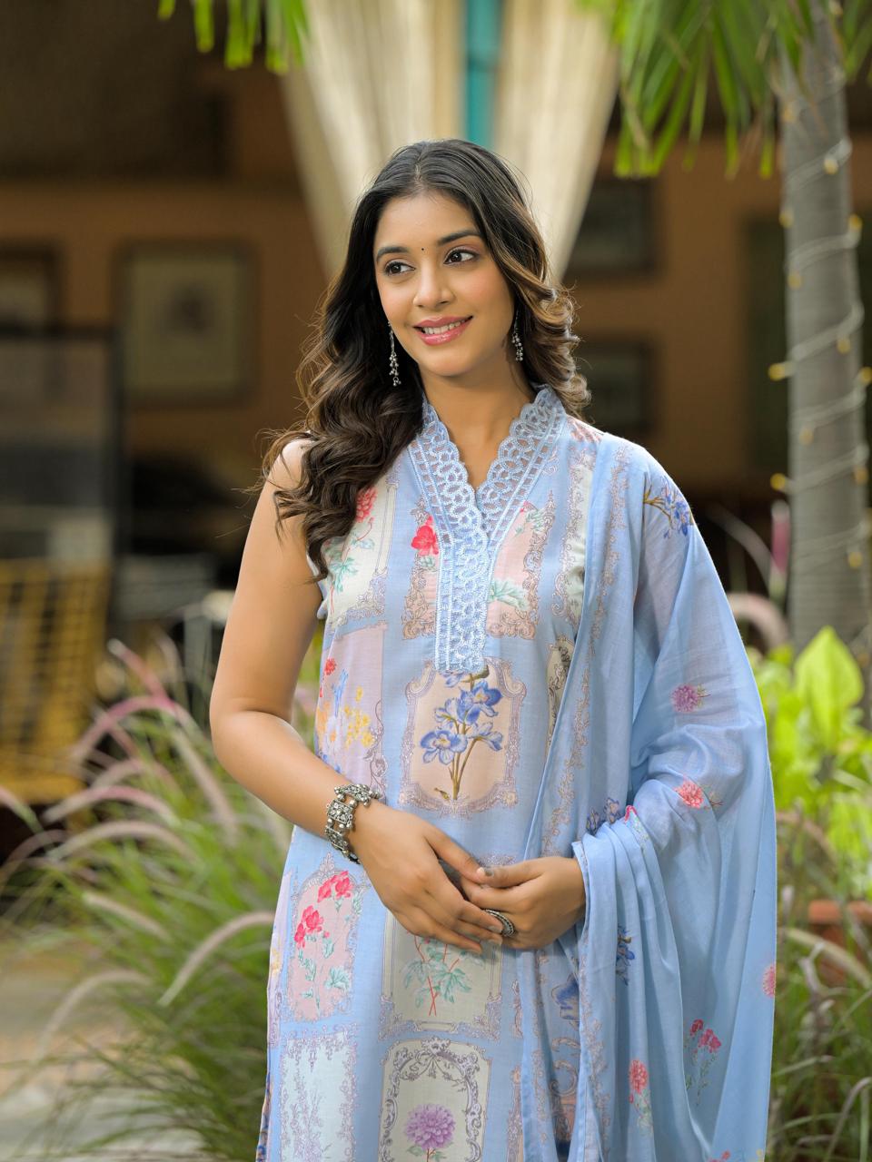 Floral Whispers in Powder Blue and Blush Rose