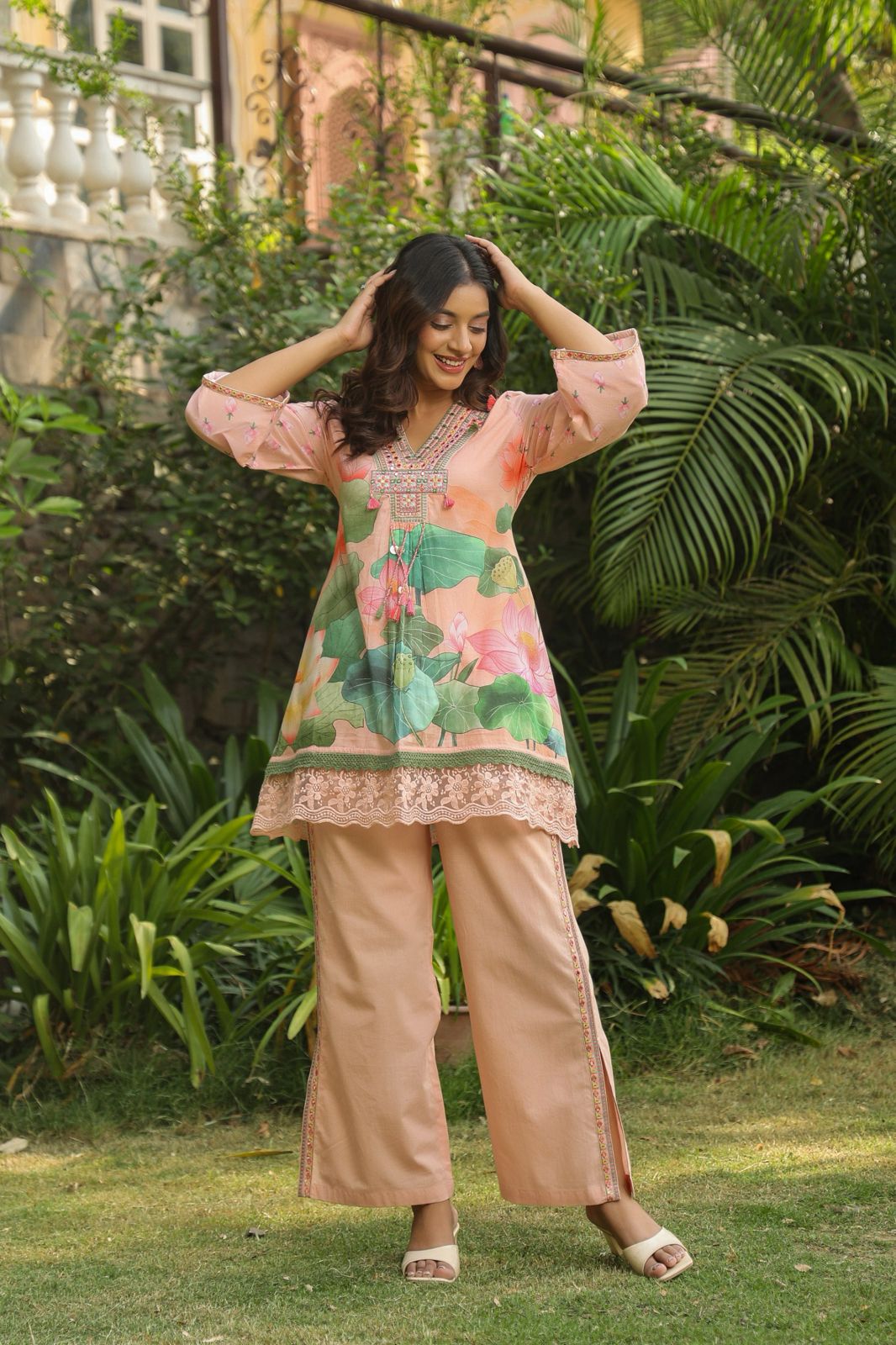 Lotus Bloom Harmony in Peach Blush, Sunshine Beige & Aqua Mist