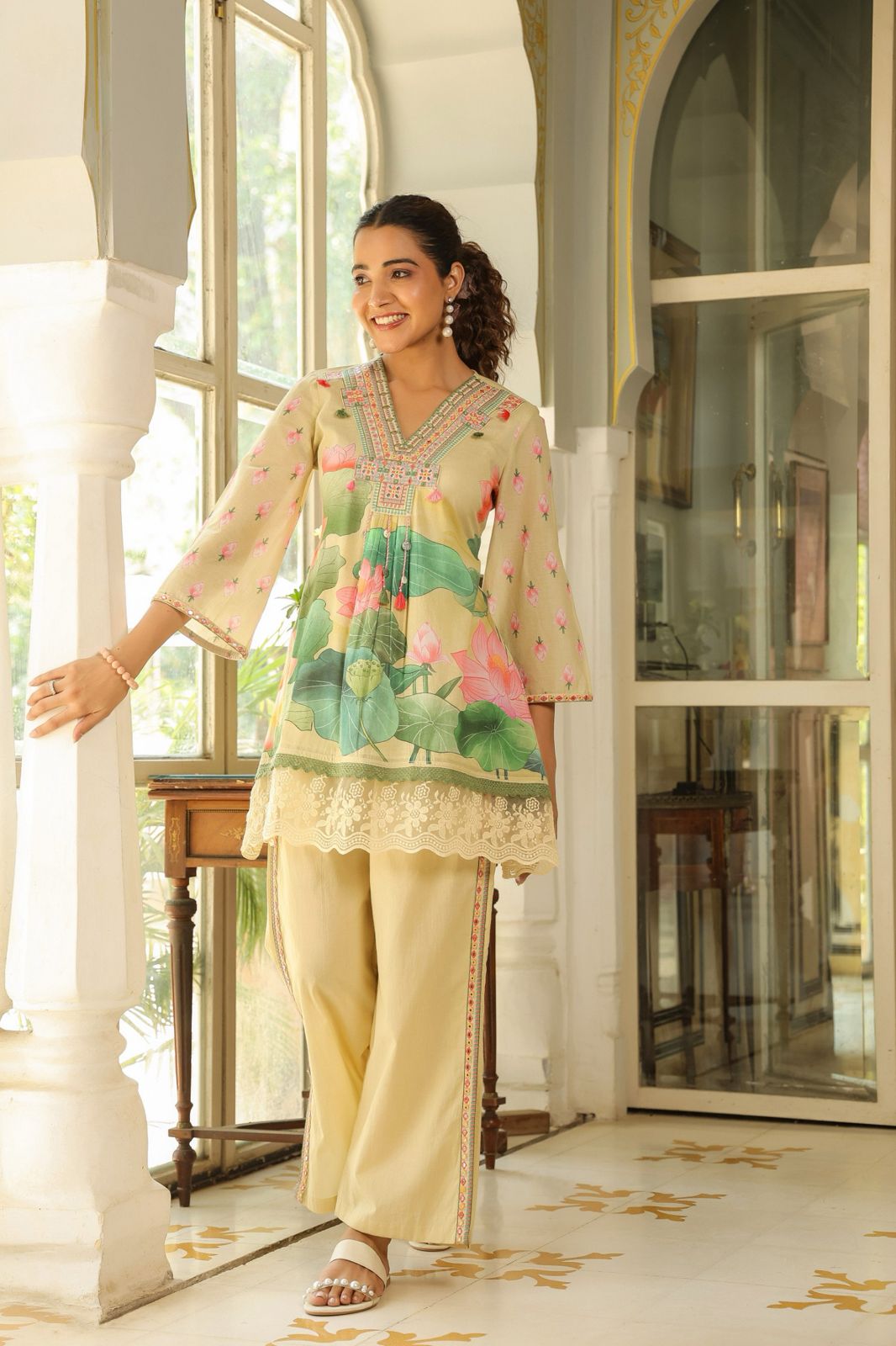 Lotus Bloom Harmony in Peach Blush, Sunshine Beige & Aqua Mist