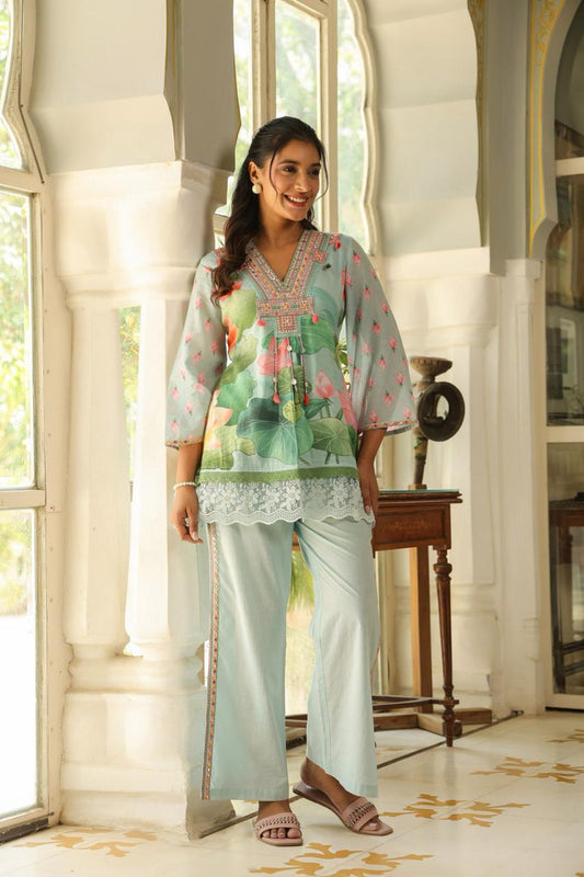 Lotus Bloom Harmony in Aqua Mist, Sunshine Beige & Peach Blush