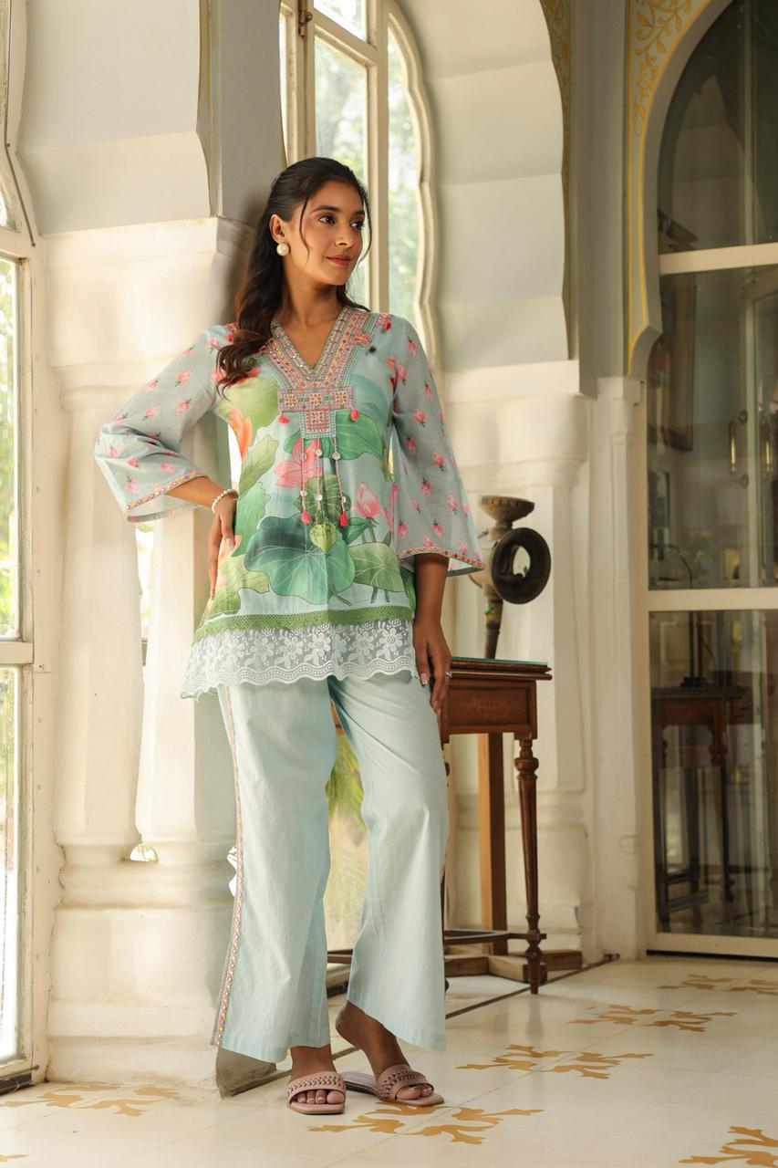 Lotus Bloom Harmony in Peach Blush, Sunshine Beige & Aqua Mist