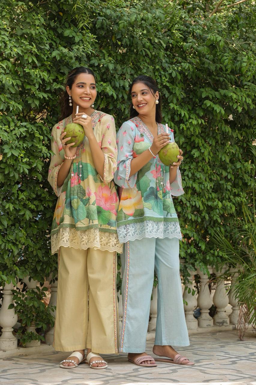 Lotus Bloom Harmony in Peach Blush, Sunshine Beige & Aqua Mist