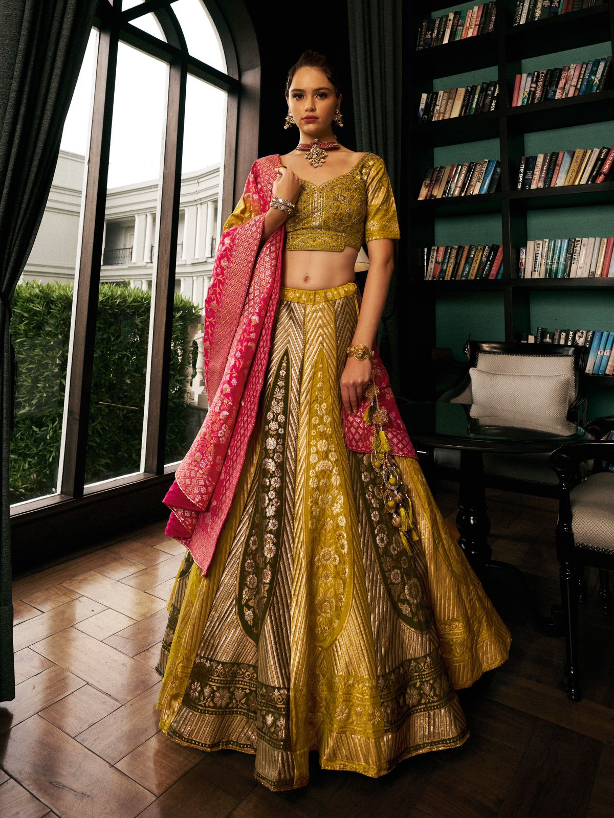 Green banarsai lehenga