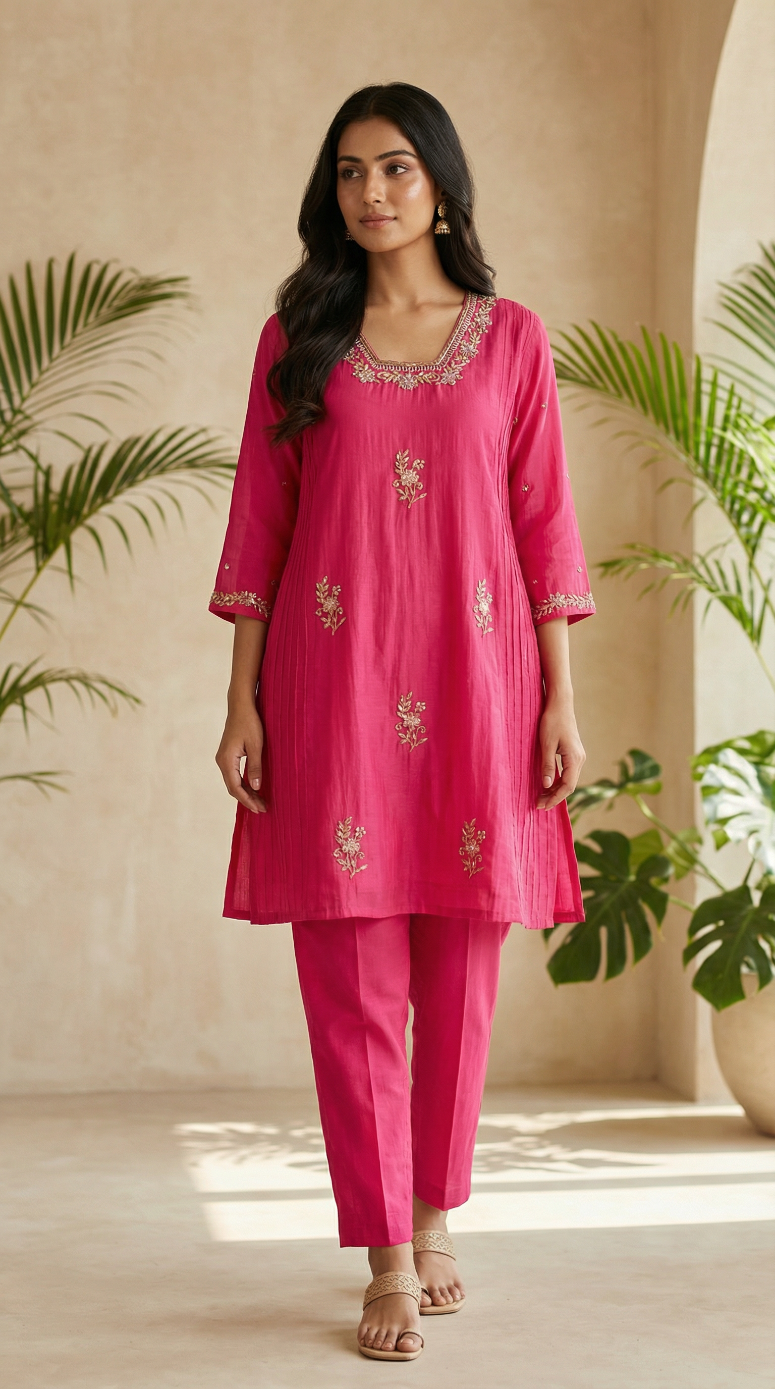 Pink Aura Embroidered cord Set