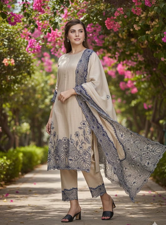 Beige Bloom Kurta set