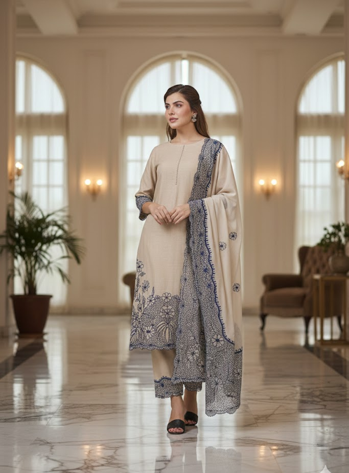 Beige Bloom Kurta set