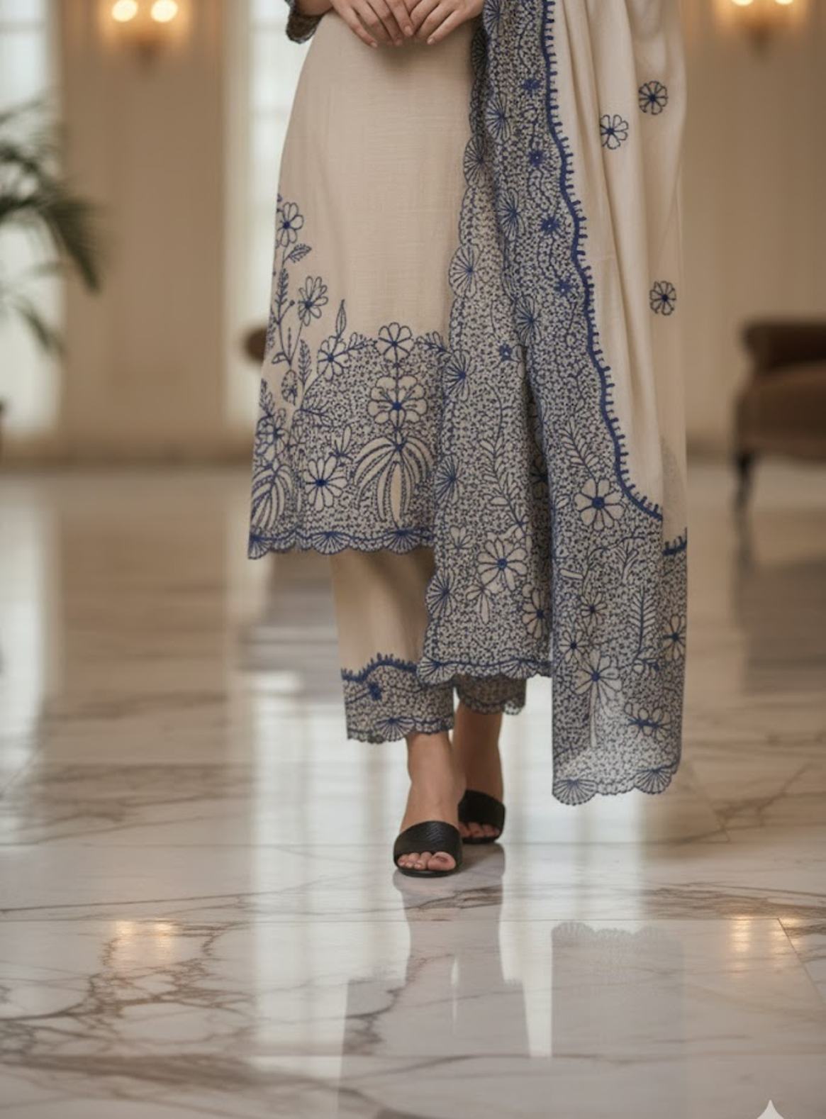 Beige Bloom Kurta set