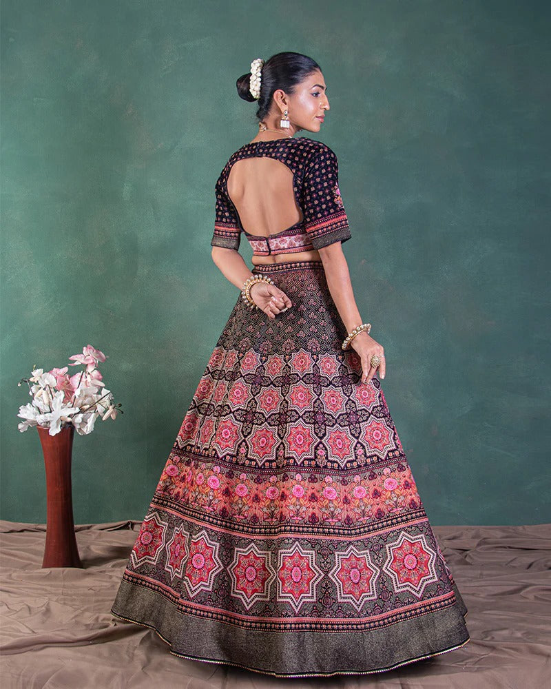 Black and red Royale Lehenga