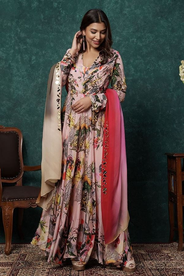 Chinnon flared indowesterrn gown