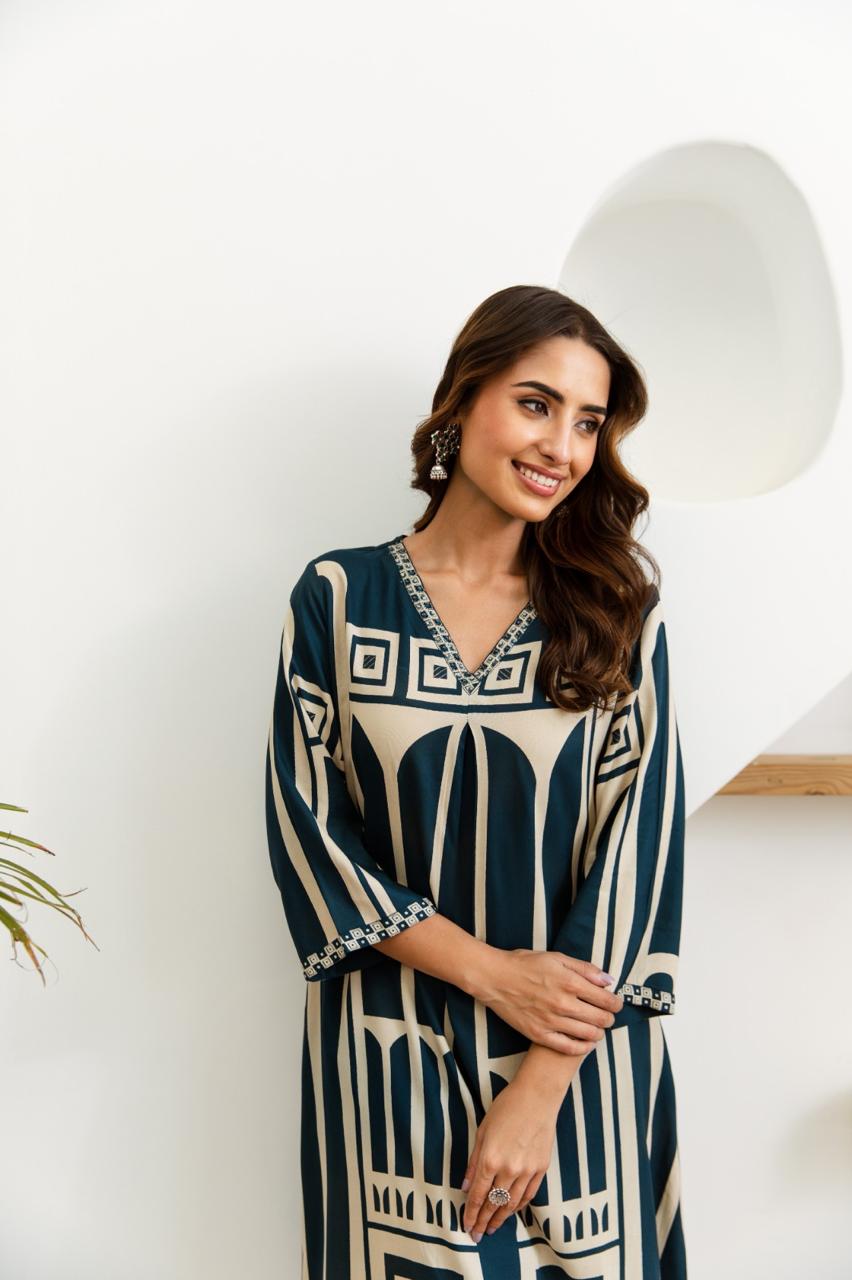 Elegant Peacock blue Kurta Set