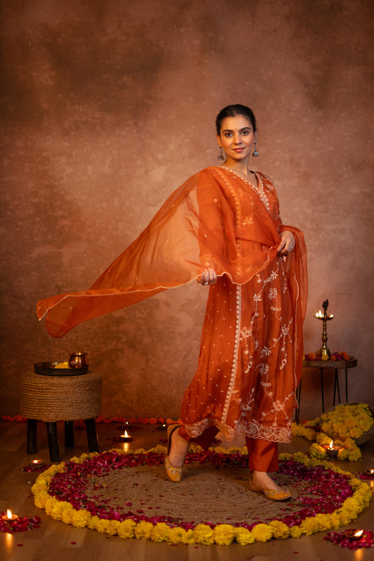 Mustard & Rust Noor Anarkali Set