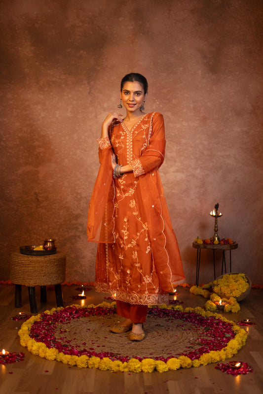 Mustard & Rust Noor Anarkali Set