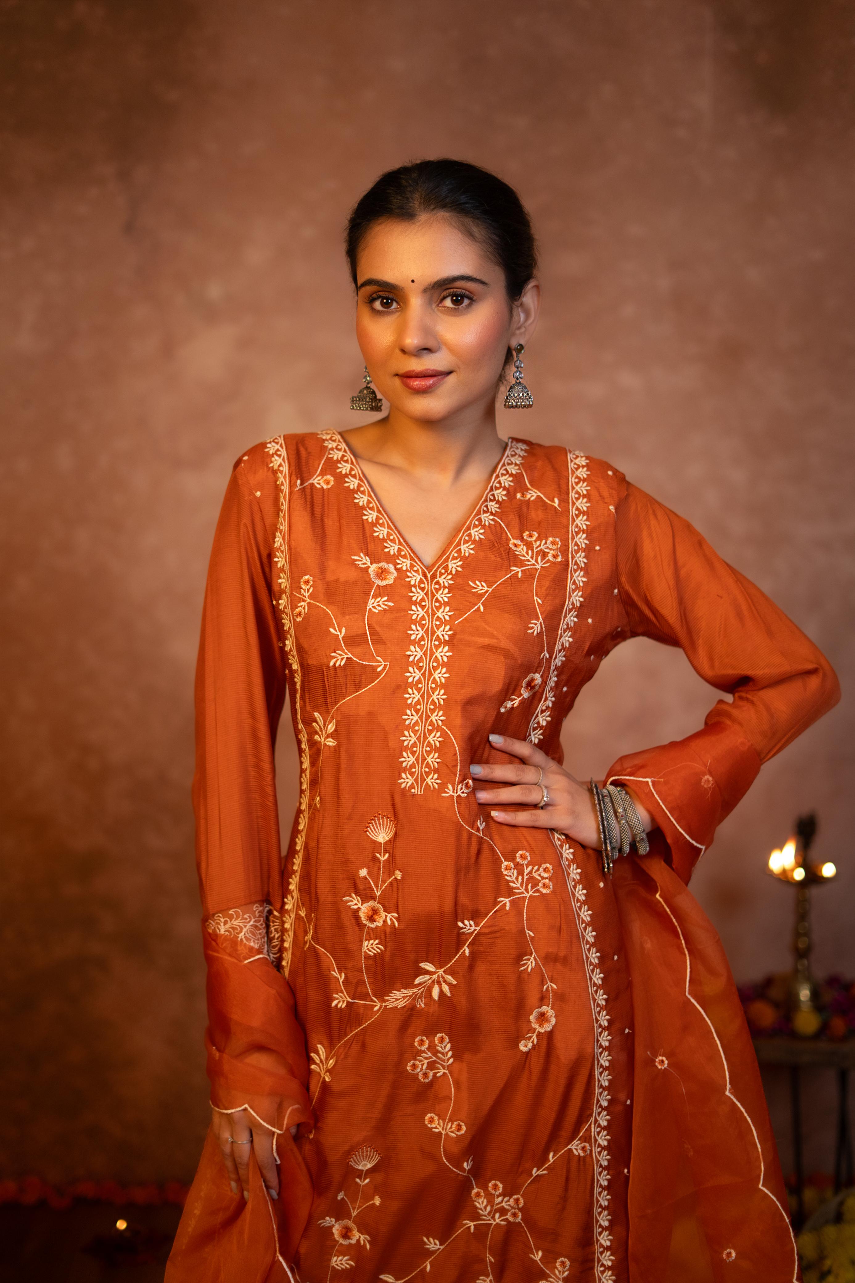 Mustard & Rust Noor Anarkali Set