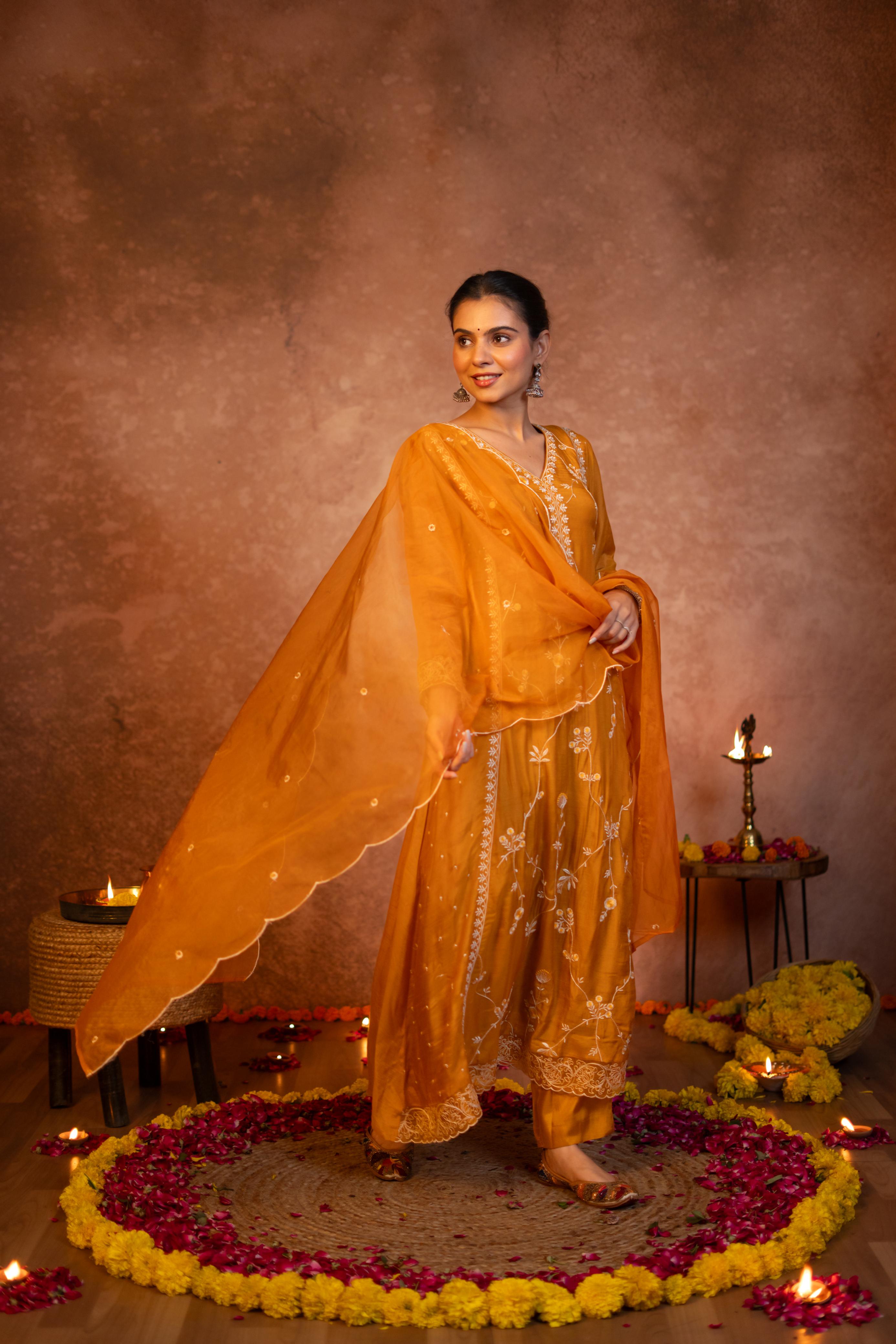 Mustard & Rust Noor Anarkali Set