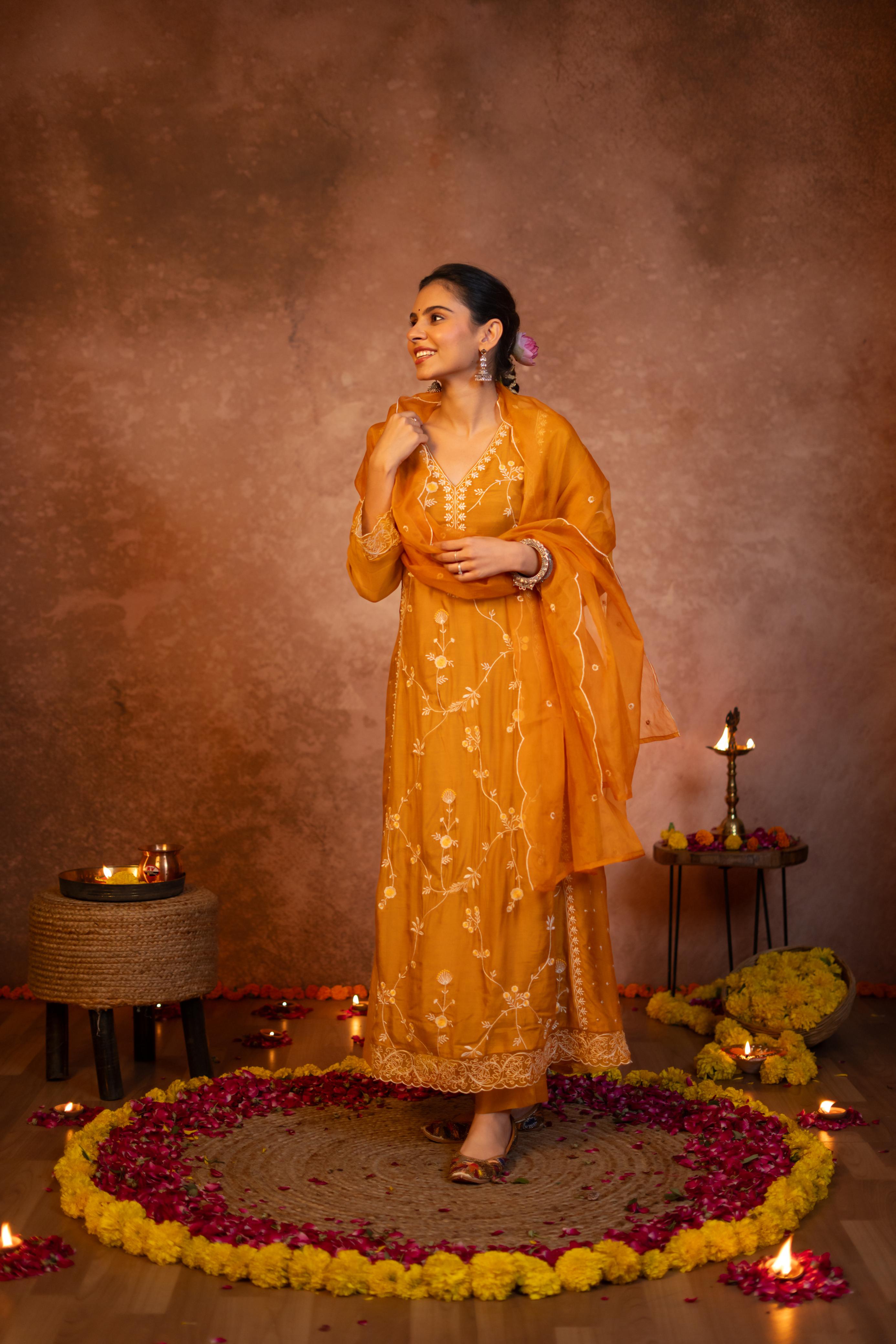 Mustard & Rust Noor Anarkali Set