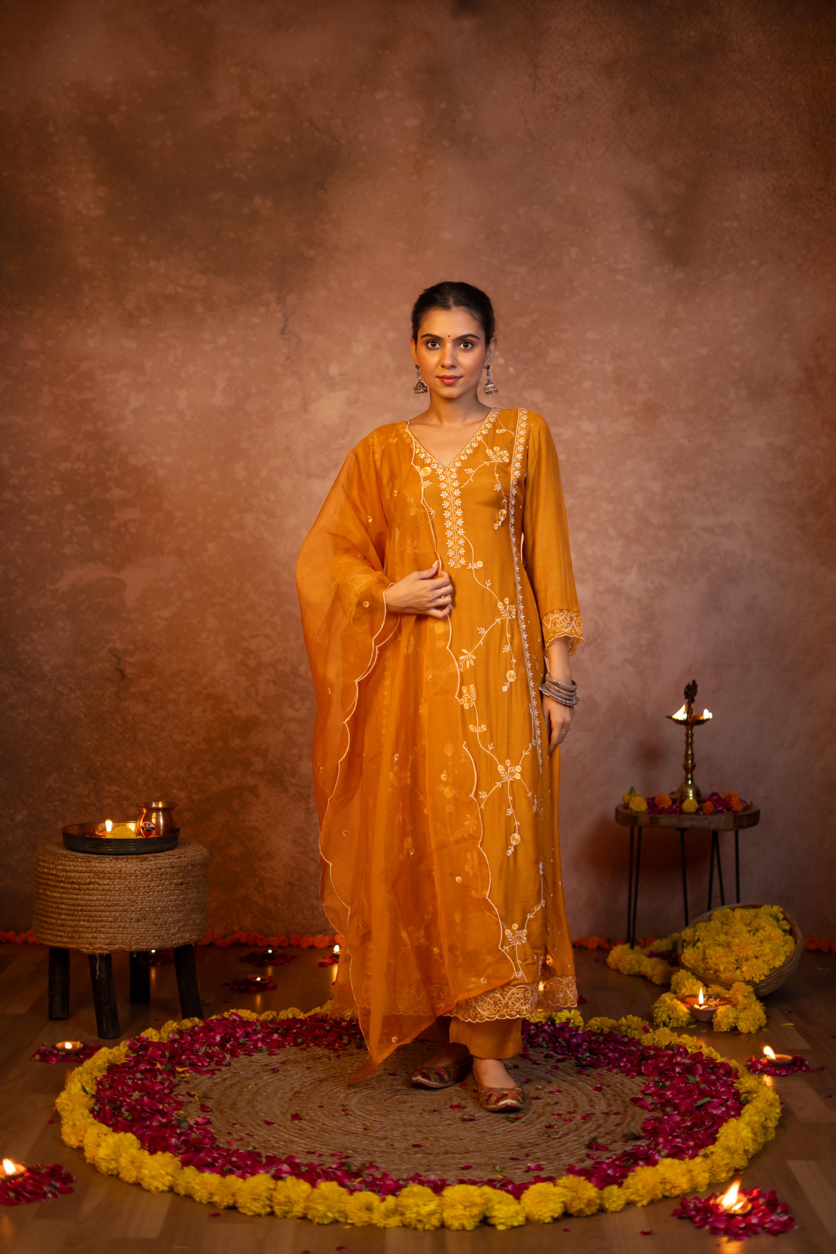 Mustard & Rust Noor Anarkali Set