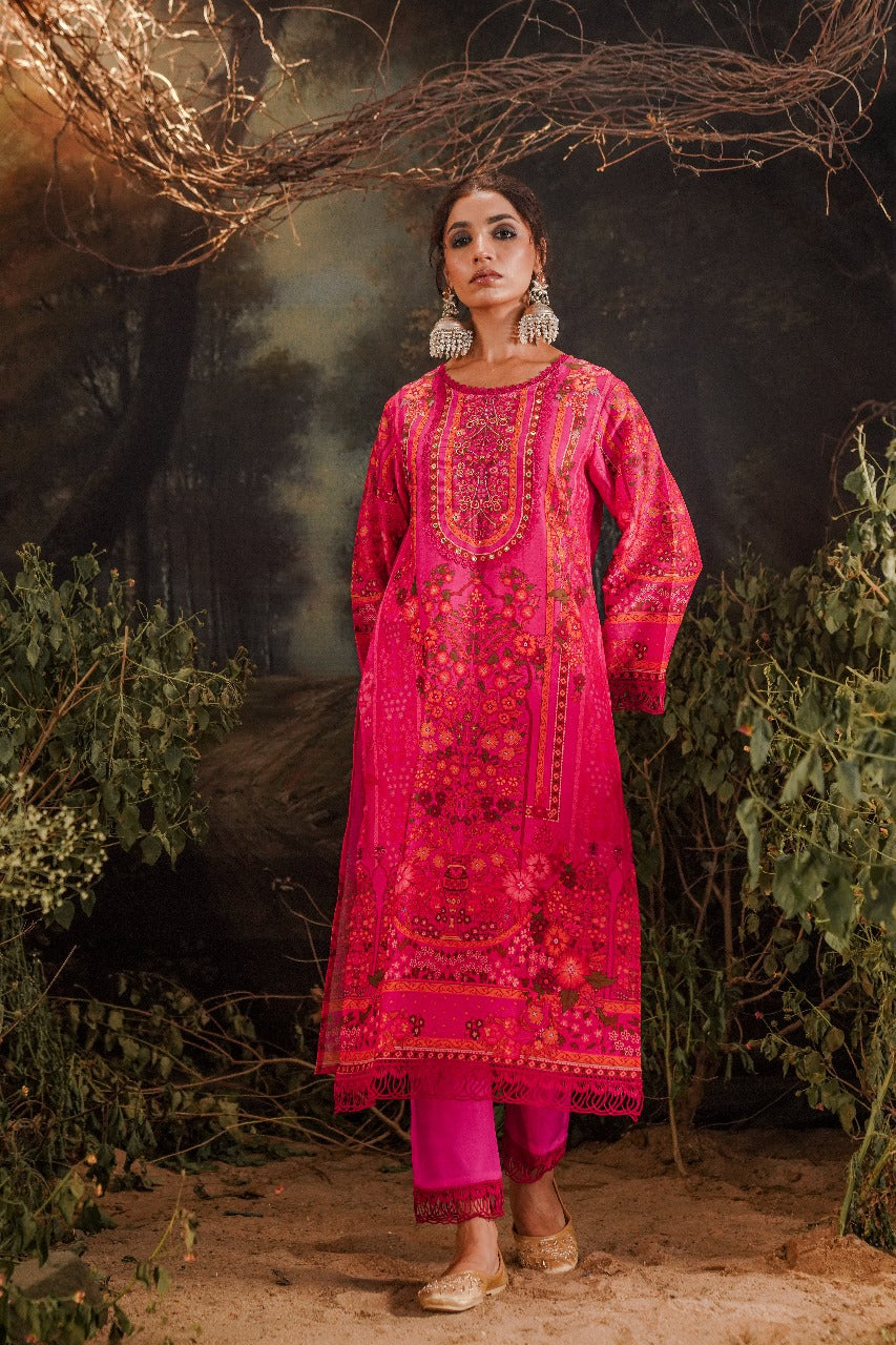 Pink pakistani patterned suit set