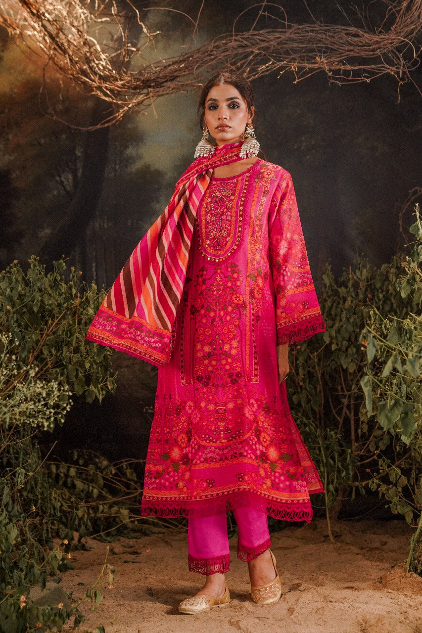 Pink pakistani patterned suit set