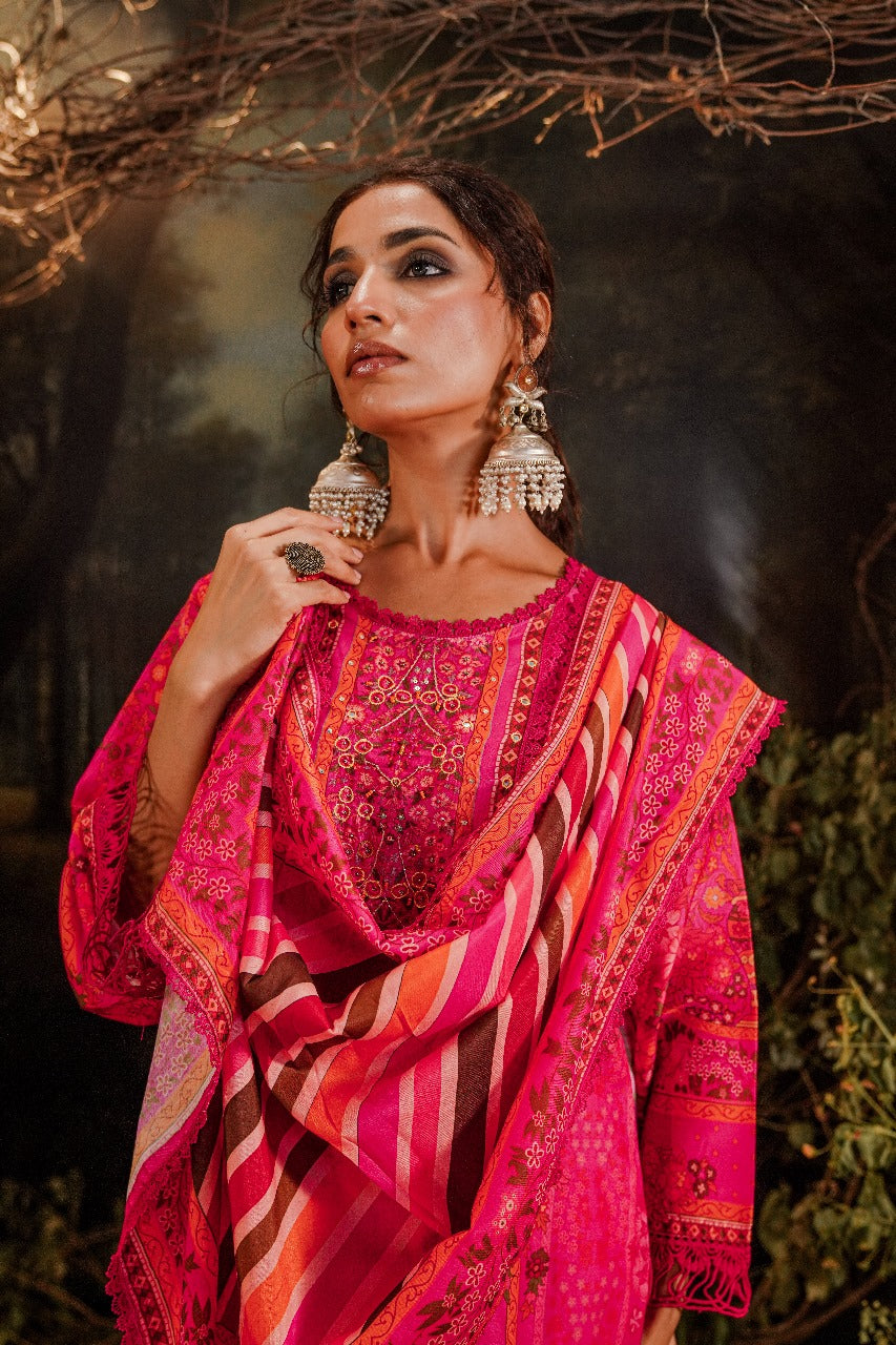 Pink pakistani patterned suit set