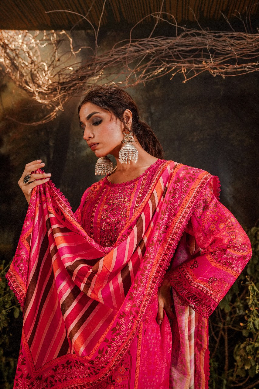 Pink pakistani patterned suit set