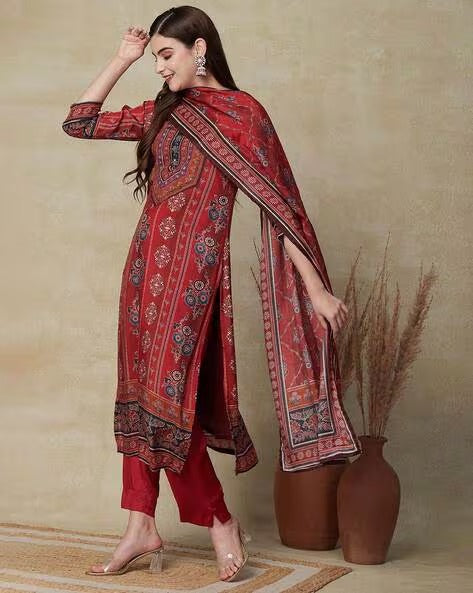 Utkarsh Red hand work suit set