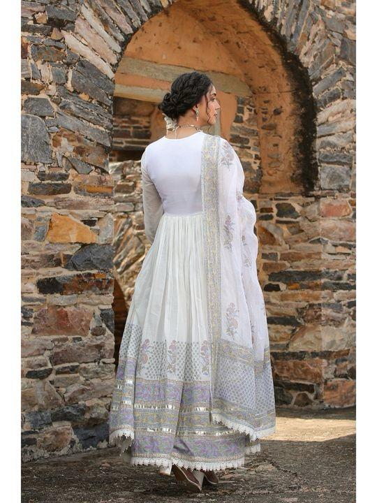 V-Neck Embroidered gown with dupatta set