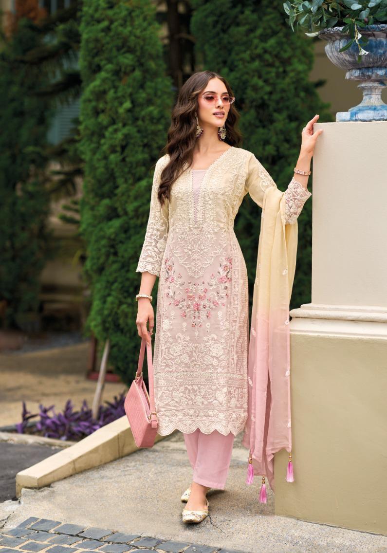 Blossom Grace Pure Organza Embroidered Suit Set