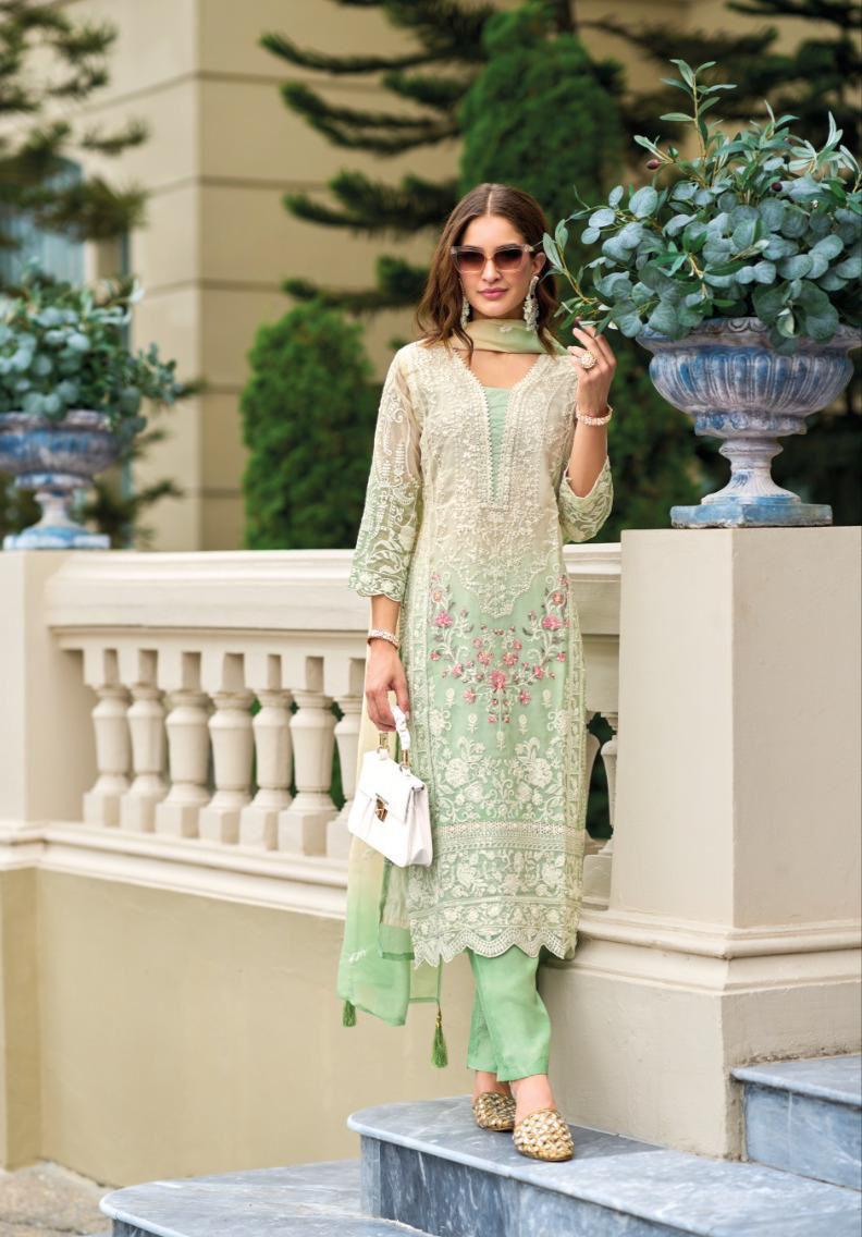 Blossom Grace Pure Organza Embroidered Suit Set