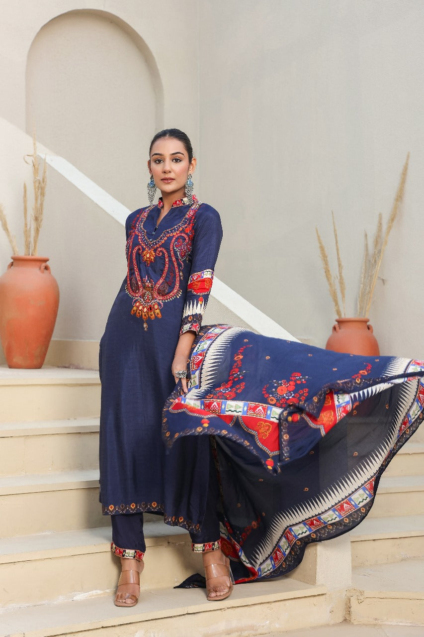 The Blue paisley suit set