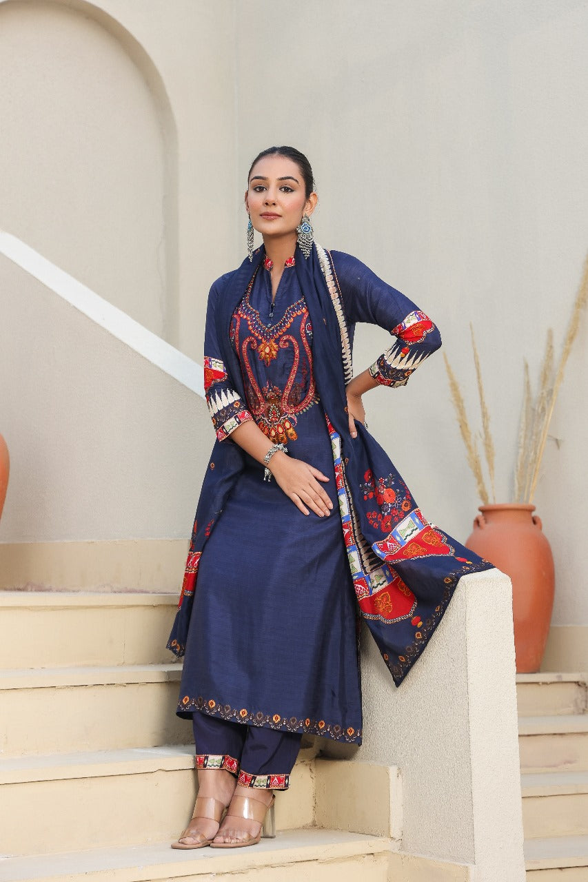 The Blue paisley suit set