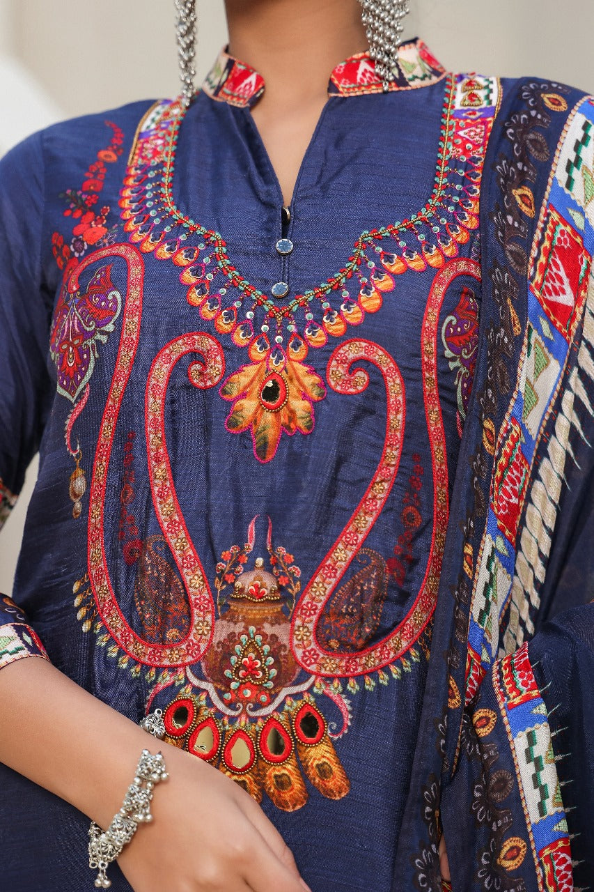 The Blue paisley suit set