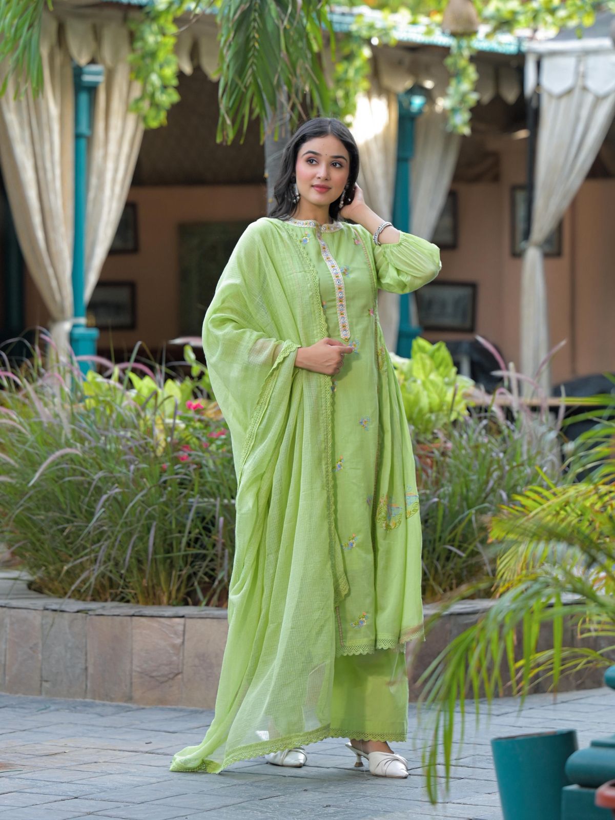 Pink Bloom on Emerald Mist