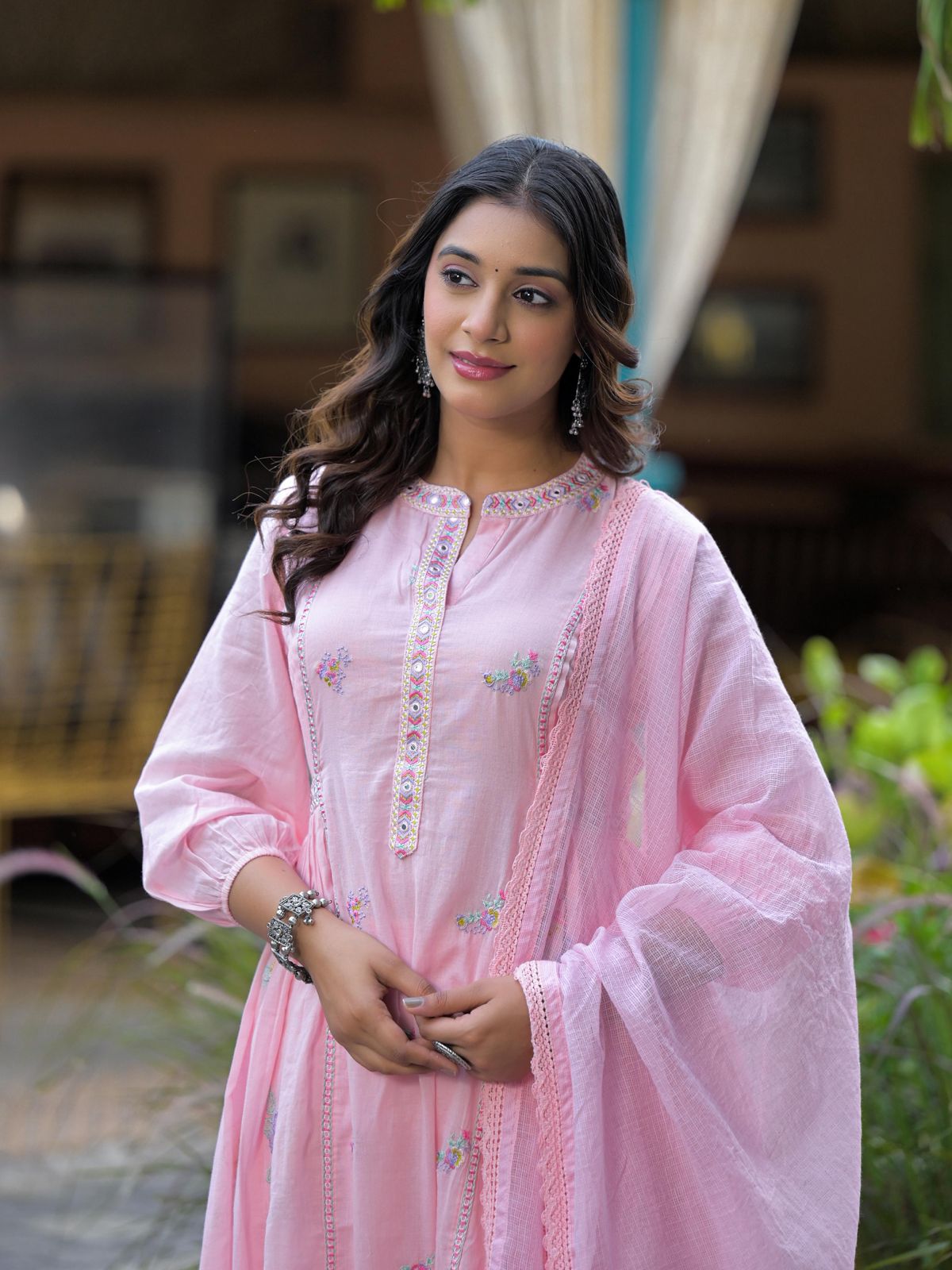 Pink Bloom on Emerald Mist