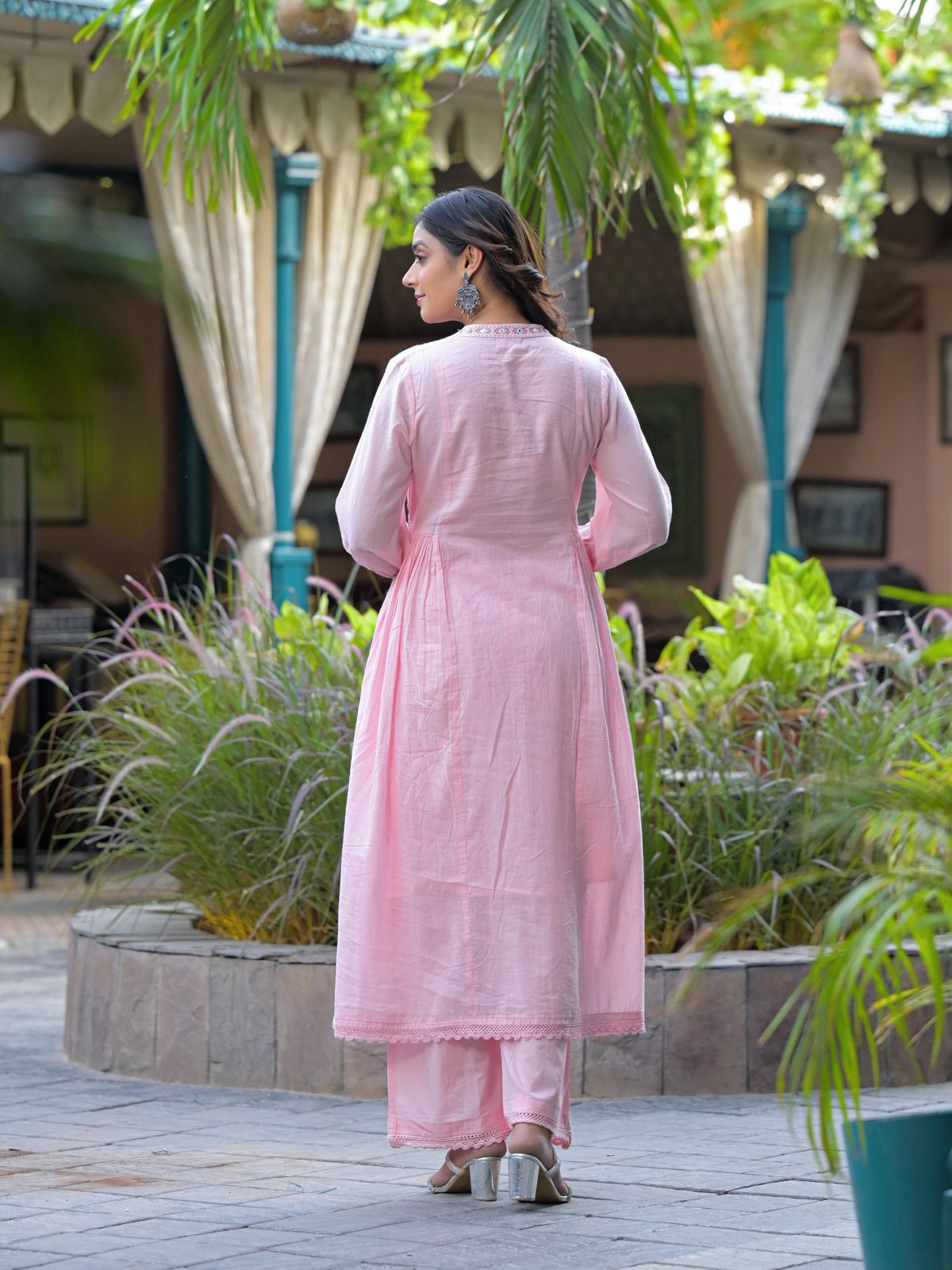 Pink Bloom on Emerald Mist