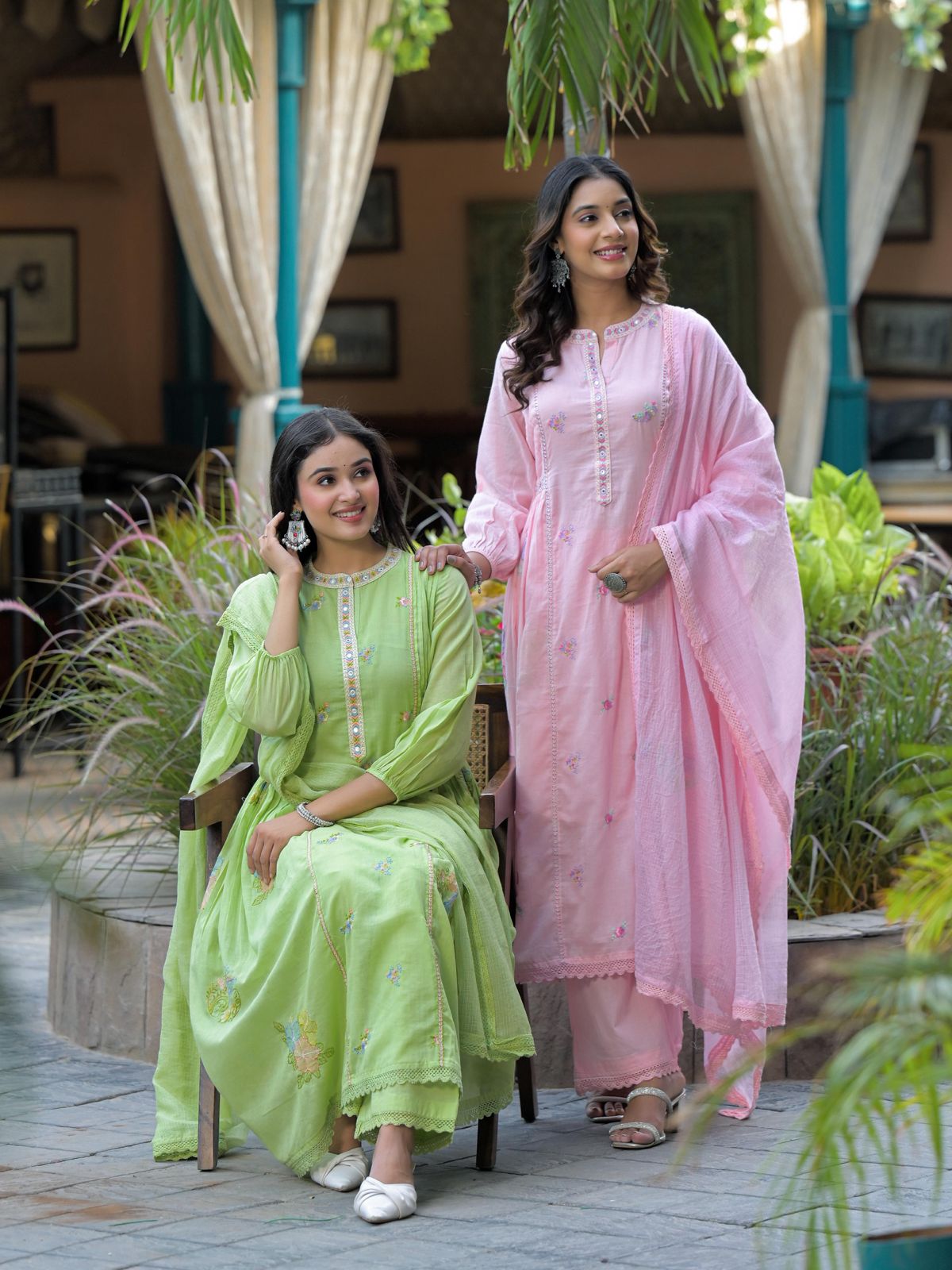 Pink Bloom on Emerald Mist