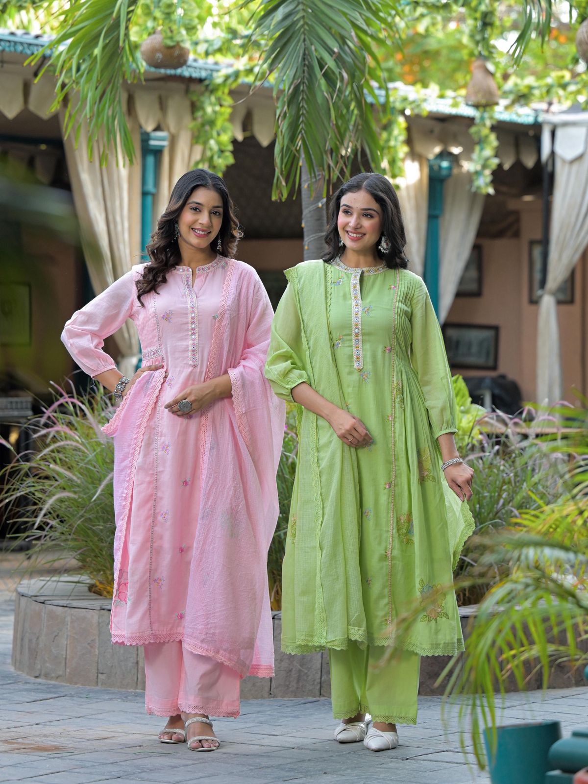 Pink Bloom on Emerald Mist