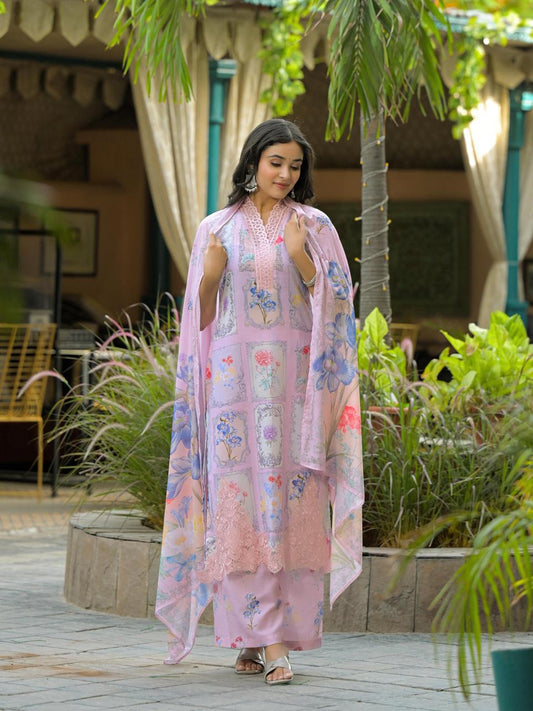 Floral Whispers in Blush Rose and Powder Blue