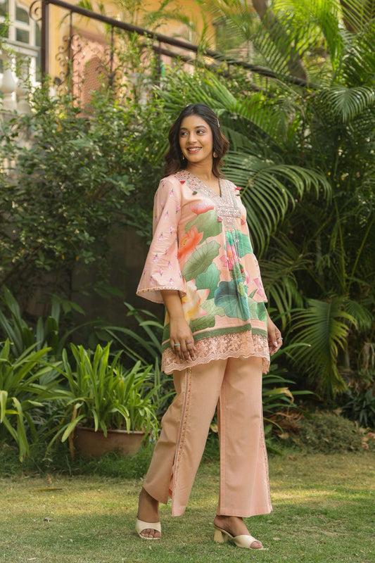 Lotus Bloom Harmony in Peach Blush, Sunshine Beige & Aqua Mist