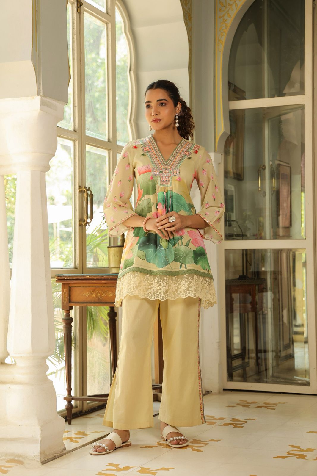 Lotus Bloom Harmony in Aqua Mist, Sunshine Beige & Peach Blush
