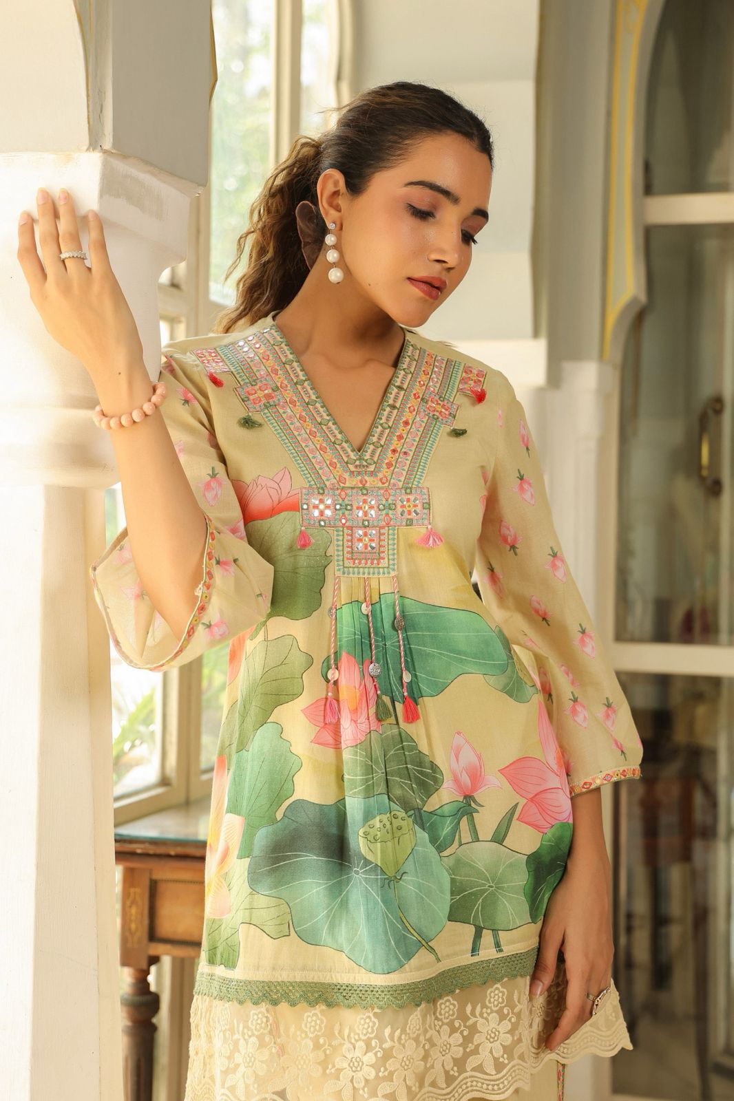 Lotus Bloom Harmony in Aqua Mist, Sunshine Beige & Peach Blush