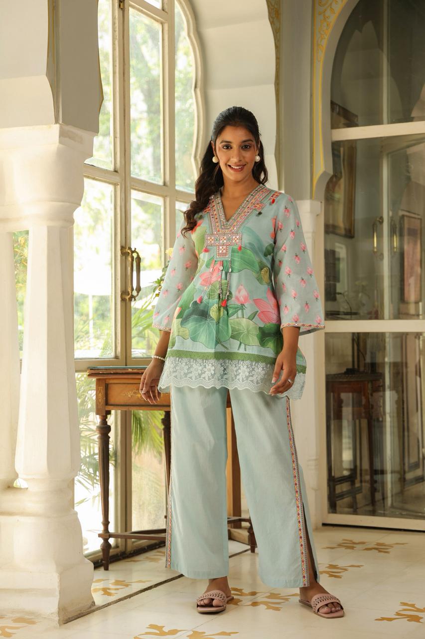 Lotus Bloom Harmony in Aqua Mist, Sunshine Beige & Peach Blush