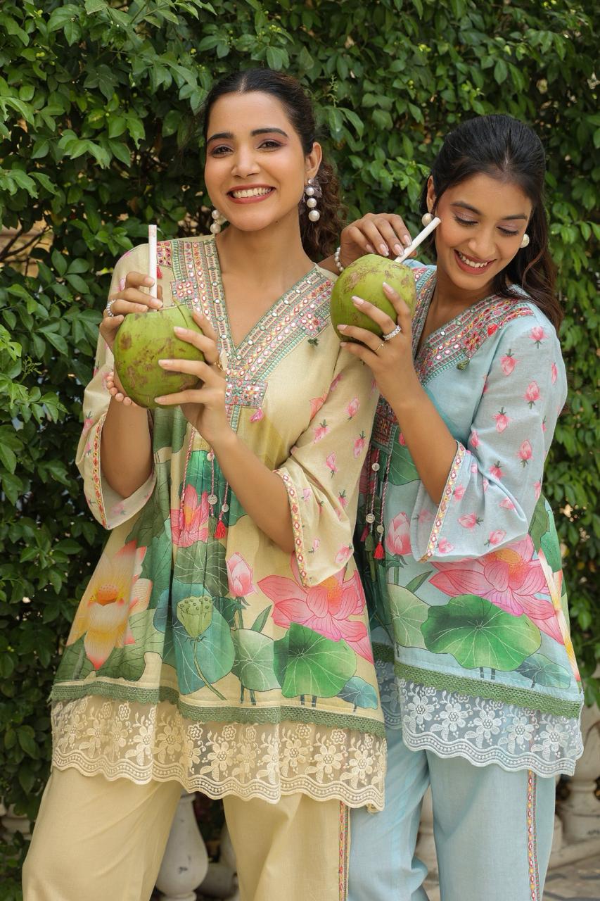 Lotus Bloom Harmony in Aqua Mist, Sunshine Beige & Peach Blush