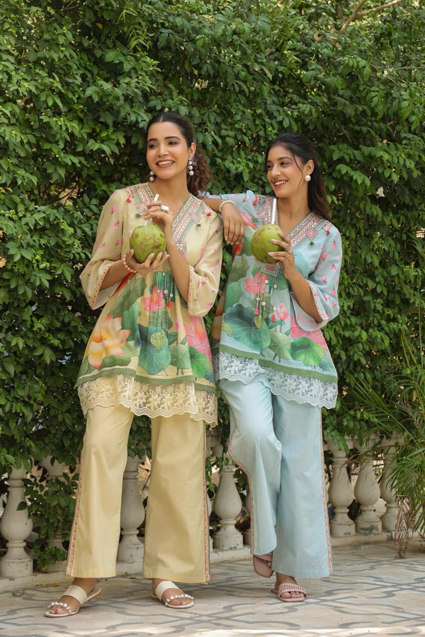 Lotus Bloom Harmony in Aqua Mist, Sunshine Beige & Peach Blush