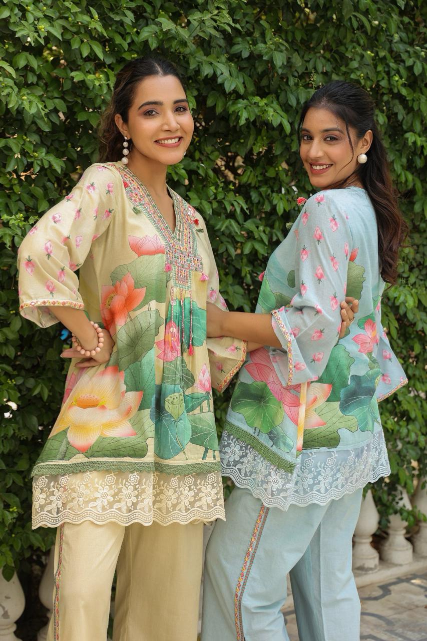Lotus Bloom Harmony in Aqua Mist, Sunshine Beige & Peach Blush